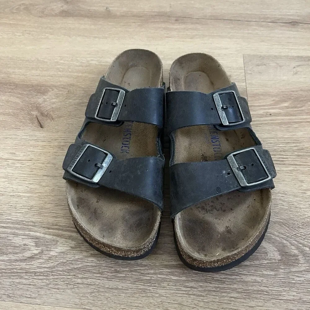 Birkenstock Arizona 40 EU, Women's Sz 9.5 US Leather Buckle Strap Sandals Black